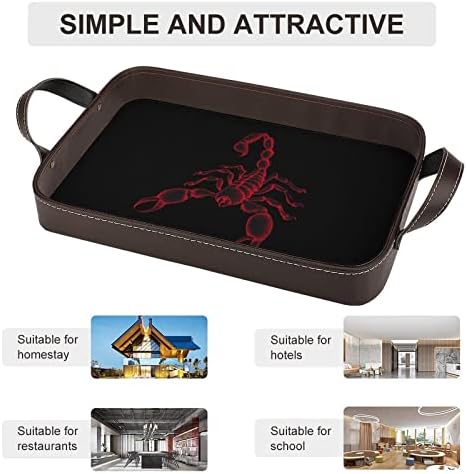 Cool Scorpion PU couro que serve bandeja elegante de decoração de mesa organizador de perfume com alças