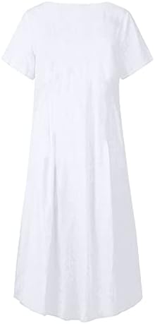 Vestido feminino Géneric para verão 2023 Moda Solid Solid Slave Manga Rouna Pocket Pocket Retro Long Dress