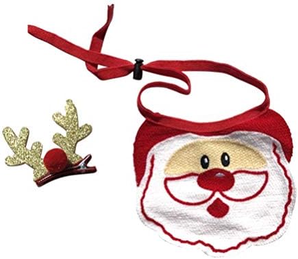 AMOSFUN YULE Decoração 2pcs de Natal Pet Bandana Bandana ajustável colarinho de cachorro Neckerchief clipes de cabelos