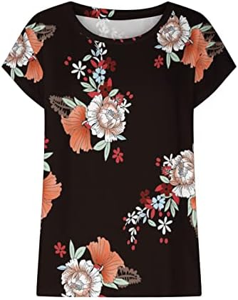 Mrgiinri feminino Tops 2023 Casual Casual Casual Crewneck Tshirts Summer Fashion Floral Florel Flort Basic Tees Blouse