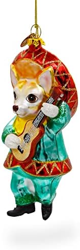 Chihuahua cachorro tocando guitarra de vidro de natal