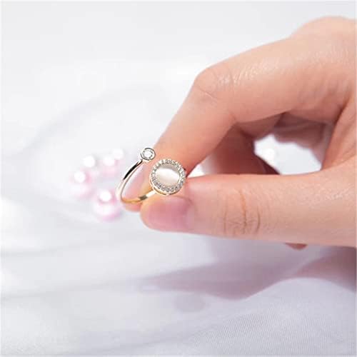 Longliter anti -estresse anéis de ansiedade para mulheres giram opala figet spinner anel de punho de punho aberto anel de jóias