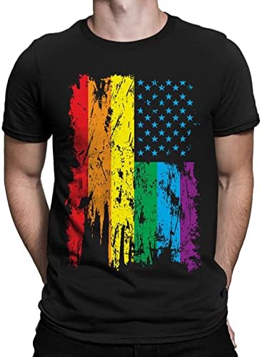 Camisas de férias de Eelhoe para homens de manga curta patriótica bandeira americana redondo pescoço de verão praia