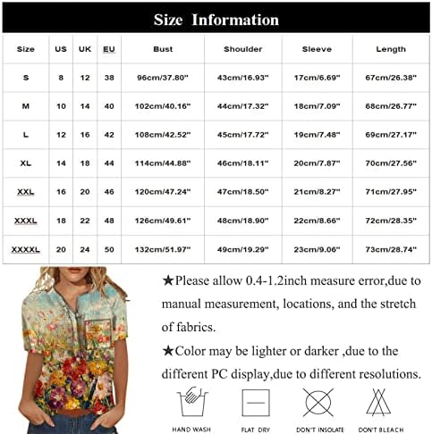 Summer Summer Floral Graphic Tees camisa de manga curta Button Up Tunic T-shirts Raglan Crewneck bolsos