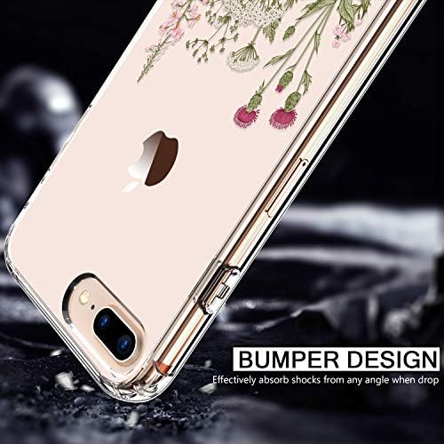 Caso Bicol iPhone 8 Plus, capa iPhone 7 Plus, Padrão floral roxo rosa de flores silvestres, claro com design de plástico com capa de