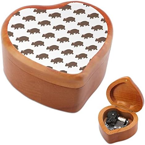 Wombats Pattern Wood Music Box Vintage Musical Box Presente para o Dia dos Namorados de Natal