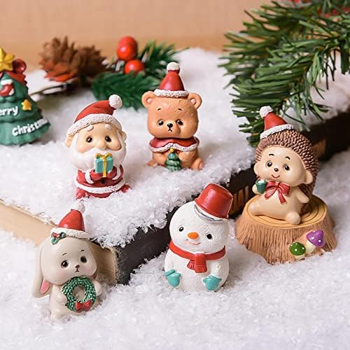 Jkyp Christmas Papai Noel e família de animais usando chapéus de Natal História Adorável Criativo Decoração de 12 Peças