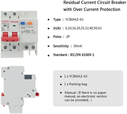 ONECM YCB6HLE-63 SWITCH PRINCIPAL SWITCH 30MA RESIDual Circuito de Circuito com Proteção Over Current RCBO MCB