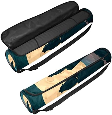 Portador de saco de tapete de ioga com alça de ombro ajustável, espacescape da lua, 6,7x33.9in/17x86 cm de mato de