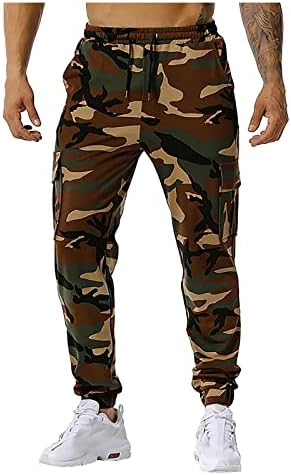 Xiaxogool ginásio masculino, calça de carga de camuflagem para homens moda jogadores esportam calças de pista de arremesso