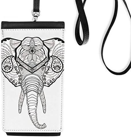 Dentes longos elefante animal esboço esboço da carteira de telefonia bolsa para celular bolsa preta bolso preto