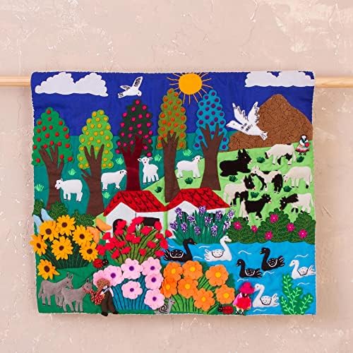 Novica animal com tema de algodão mural, multicolor, riacho de jardim '