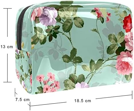 TBOUOBT SACOS COSMETOS PARA MULHERES, BACO DE BACA DE MAÇA Organizador de bolsas de higiene pessoal, Flor de Flor Flor de Flor de Menina Pastorável Retro Floral