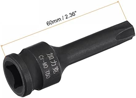Uxcell T50 Impact Torx Bit Socket, tamanhos de métrica CR-Mo de 60 mm de comprimento quadrado de 60 mm de comprimento
