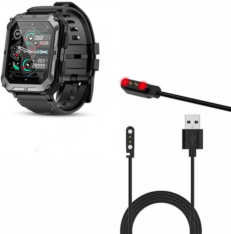 Compatível com o carregador Pureroyi C20 Pro Smart Watch SmartWatch, carregador de cabo de carregamento USB magnético para Tensky