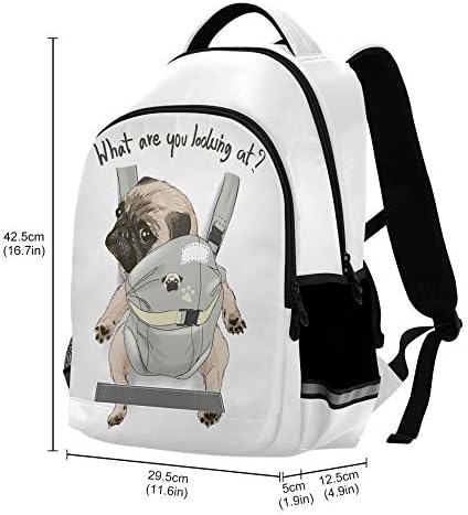 Alaza pug cão impressão de cachorro Filhote de mochila engraçada para homens homens personalizados laptop Notebook Saco de comprimidos da escola elegante casual mochila, 13 14 15,6 polegadas