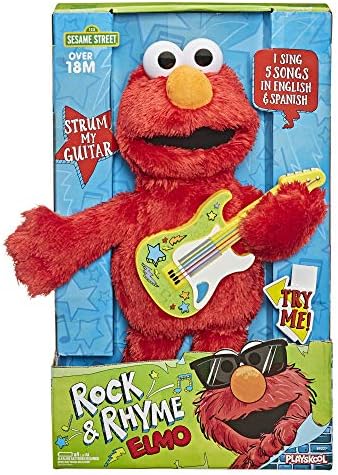 Sesame Street Rock e Rhyme Elmo conversando, cantando brinquedo de pelúcia de 14 polegadas para crianças, crianças de 18 meses