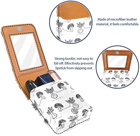 Caixa de batom de oryuekan com espelho bolsa de maquiagem portátil fofa, bolsa cosmética, rabanete de vegetais de