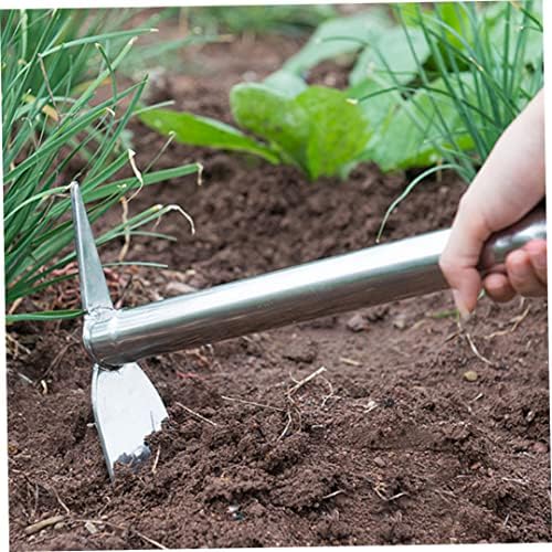 Yapthes plantando enxada, 2 em 1 pá e picareta ferramentas de jardim em aço inoxidável