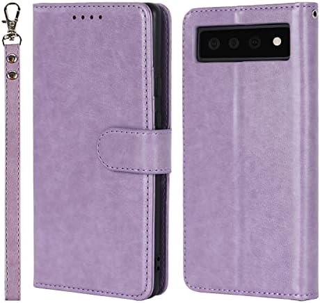 Top HGSM Google Pixel 6A Caixa de telefone Carteira com suporte de cartão RFID Blocking-Flip Cover-Purple