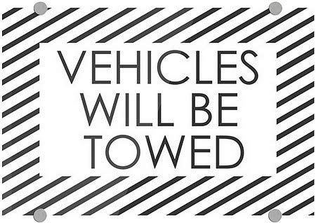 CGSignLab | Veículos serão rebocados -Stripes White Premium Acrílico Sinal | 18 x12