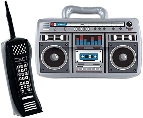Rádio e telefone celular infláveis ​​de boom - decorações de festa dos anos 80 e 90 - adereços de festa do hip hop