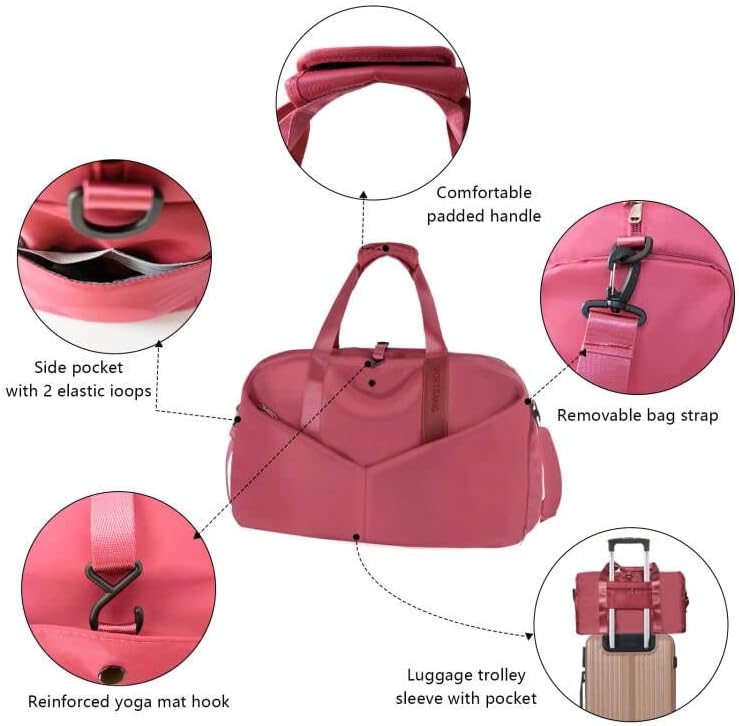 Duffle Bag Sport para homens, bolsa de ginástica com titular de ioga e gabinete de ioga com compartimento de sapatos para a