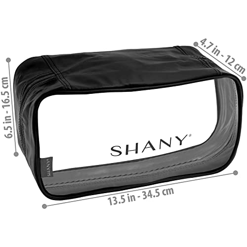 Shany Clear PVC PVC Cosmetics Medium Organizer Bolsa - Bolsa de higieness de maquiagem transparente - Saco de armazenamento para viajar - preto