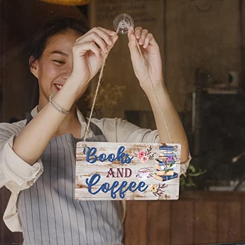 Livros engraçados da cozinha de cozinha livros de fazenda e café pendurado sinal de parede rústica Arte da parede Decoração