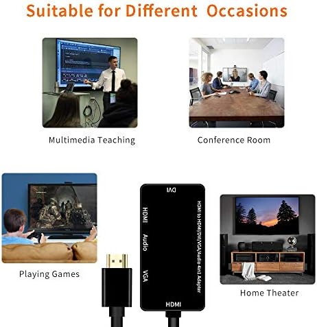 Adaptador HDMI, 1080p HDMI para HDMI VGA DVI Multiporta de áudio 4 em 1 Display Syncrons Display Adaptador masculino para fêmea Planejada