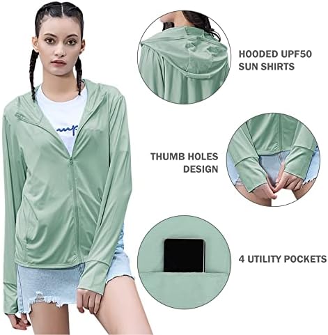 Zando UPF 50+ Jaqueta leve Zip Up Sun Protection Camisetas rápidas roupas de proteção UV seca camisa de manga comprida
