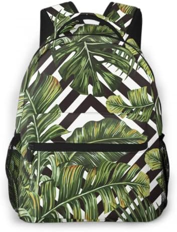 Dacawin Summer Plants Tropical Bag School School White Stripes Laptop Backpack Fashion Moda