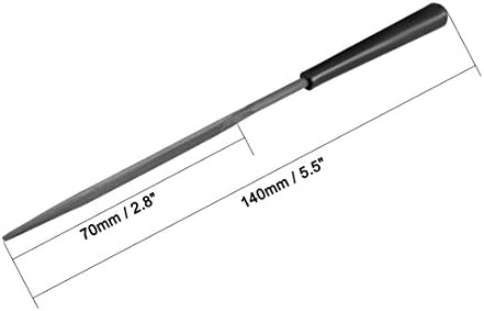 UXCELL 5PCS Segundo arquivo de agulha redonda de aço cortada com alça de plástico, 3 mm x 140mm