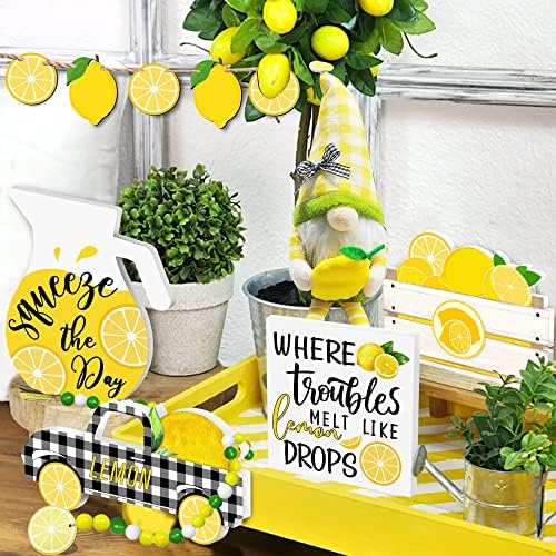Decoração de limão de Cocomong, decorações de limão para cozinha, decoração de bandeja em camadas de limão 6 peças,