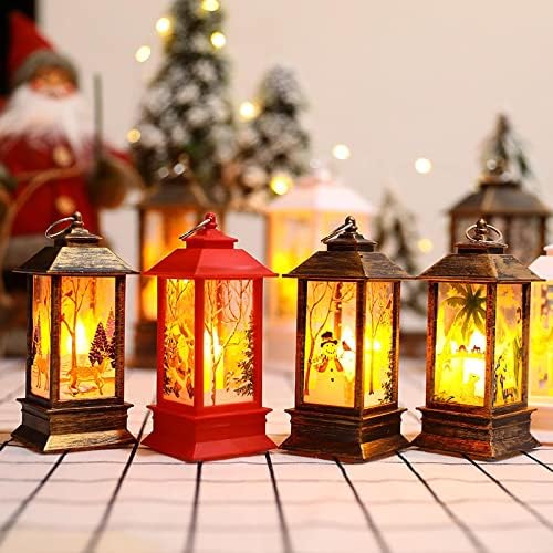 Aoofmini retro lanterna de vela ao ar livre com vela de Natal LED LED LED LUZ DO CASTO DO CASA DE DESCURSA DO LANTER DO