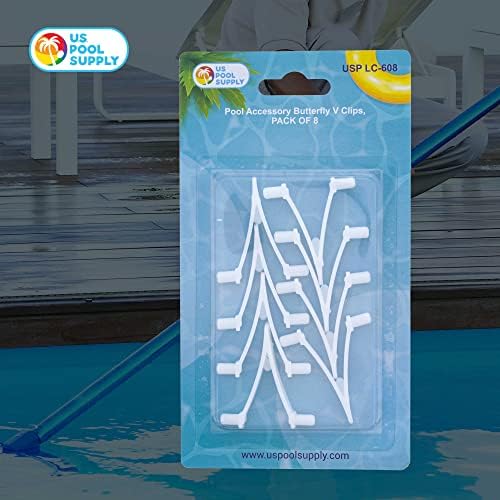 Piscina de piscina dos EUA clipes de borboleta v, pacote de 8 - clipes de substituição de acessórios de piscina de plástico para
