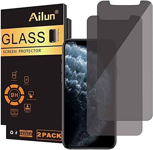 Ailun Privacy Screen Protector para iPhone 11 Pro Max/iPhone XS Max [6,5 polegadas] 2pack Anti -espião Private Caso Friended Tempered Glass [preto]
