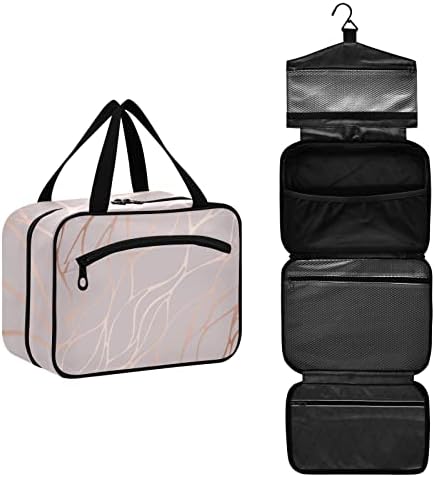 Bolsa de higiene pessoal de mármore para mulheres Organizador de bolsa de maquiagem de viagem com sacos de cosméticos pendurados para