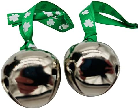 Ornamento irlandês Sleigh Bell Conjunto de jingle sinos com fita shamrock para a árvore de Natal ou o dia de Saint