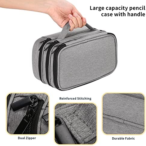 Jewerado lápis Case de grande capacidade para lápis com 3 compartimentos para porta -lápis marcador de caneta organizadora de casos