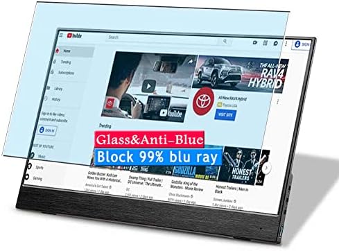 Protetor de tela de vidro com temperamento leve anti -azul de Vaxson, compatível com a área visível do Eyoyo Monitor EM15S 15,6