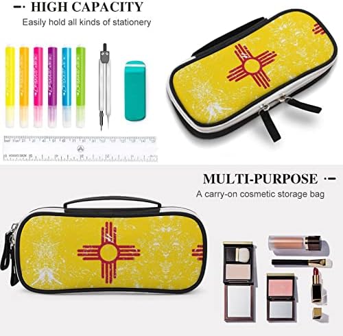 Novo México, bandeira de alta capacidade de caneta portátil portátil, bolsa de armazenamento de caneta portátil com zíper com zíper