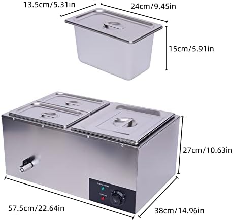 A quente dos alimentos elétricos comerciais de 3 pan, 600W, aço inoxidável Bain Marie Buffet Food mais quente com tampas de