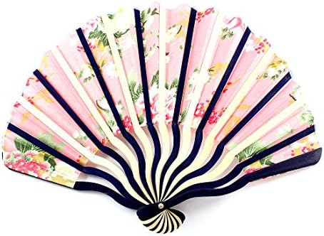 Qtqgoitem bambu flor estampado verão portátil fãs de mão dobrável fãs de arte decoração de arte