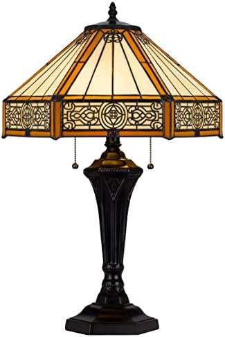 Iluminação cal Bo-3112tb 60w x 2 metal e resina Tiffany Table Lamp com correntes, bronze escuro