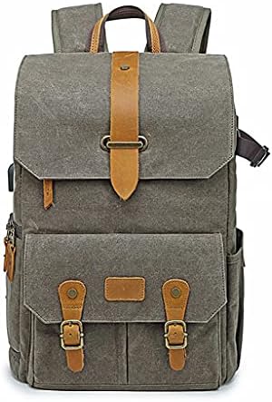 N/A Fotografia Retro impermeável Batik Canvas Backpack W Porta USB Fit Fit 15.6inch Laptop Men Camera Trans Carry Case