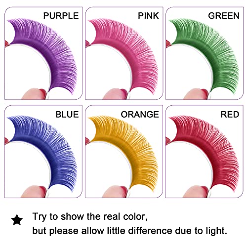 Extensões de cílios coloridos Extensões de cílios rosa Cílios de volume de volume fáceis D-0.07-16 Cílios coloridos Fácil Lashes C