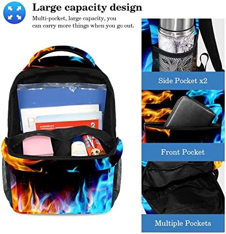Tbouobt Travel Mackpack Conjunto de laptop leve mochila casual para mulheres homens, dragão arte azul laranja chama