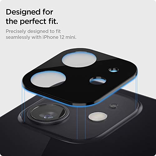 Protetor de tela da lente da câmera Spigen [GLASTR OPTIK] projetado para iPhone 12 Mini - Black [2 pacote]