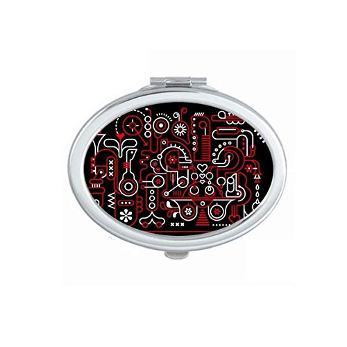 Graffiti Street Red White Pattern Mirror Portátil Fold Makeup Double lateral óculos